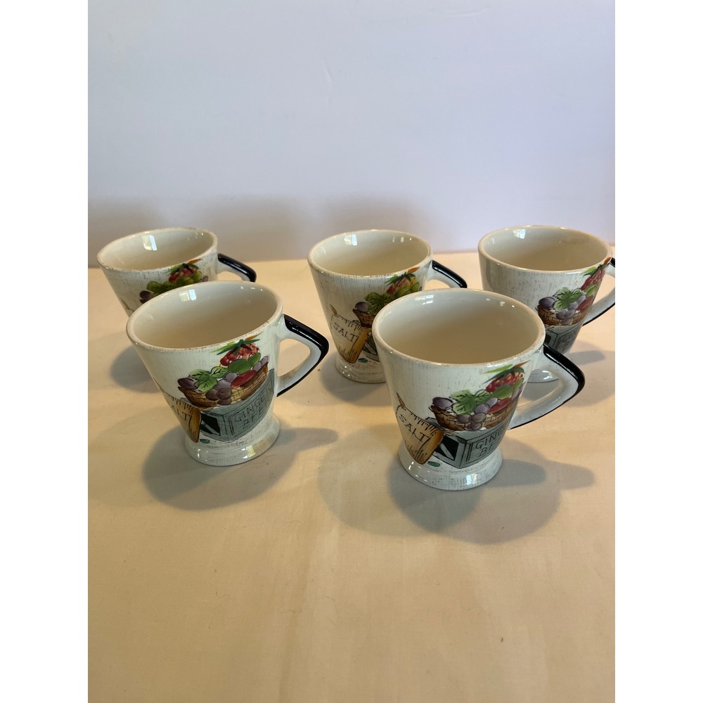 Vintage Nasco Del Coronado Japan Coffee Mugs Set of 5 Fruit Ginger Beer Harvest